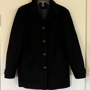 Gap Black Wool Blend Car Coat Jacket Small Mens Womens Unisex